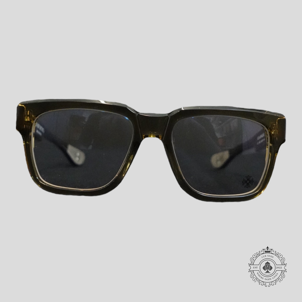 Chrome Hearts Box Officer Glasses in Translucent Olive/Silver