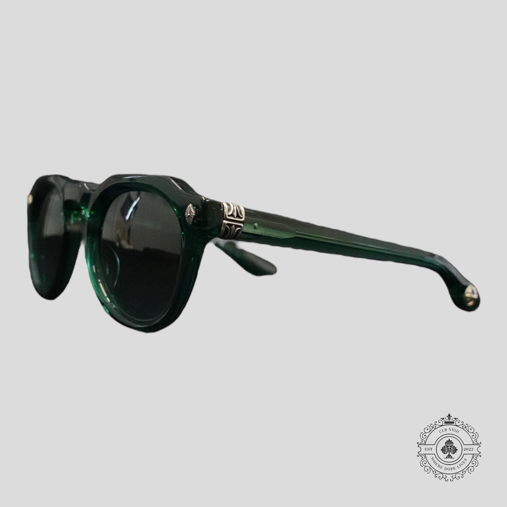 Chrome Hearts Lizard Boot Sunglasses in Marine Green/Silver