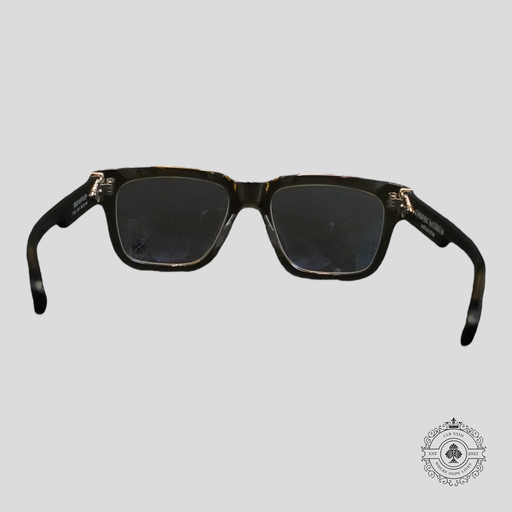 Chrome Hearts Box Officer Glasses in Translucent Olive/Silver