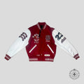 Amiri League of Champions Tiger Patch Varsity Jacket in Red/White