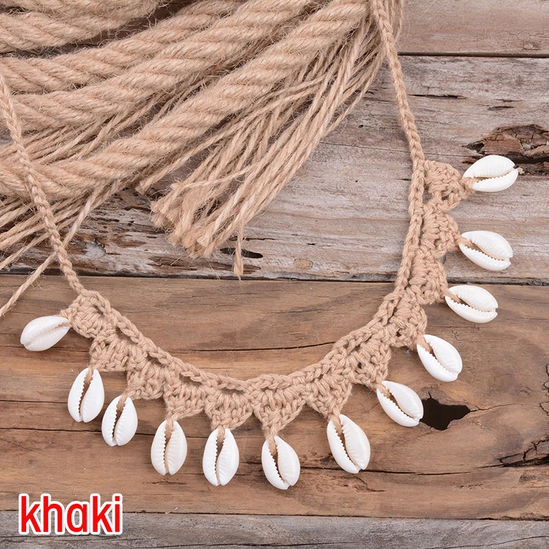 Collier ras du cou coquillage, coquillages cauris naturels, corde ras du cou