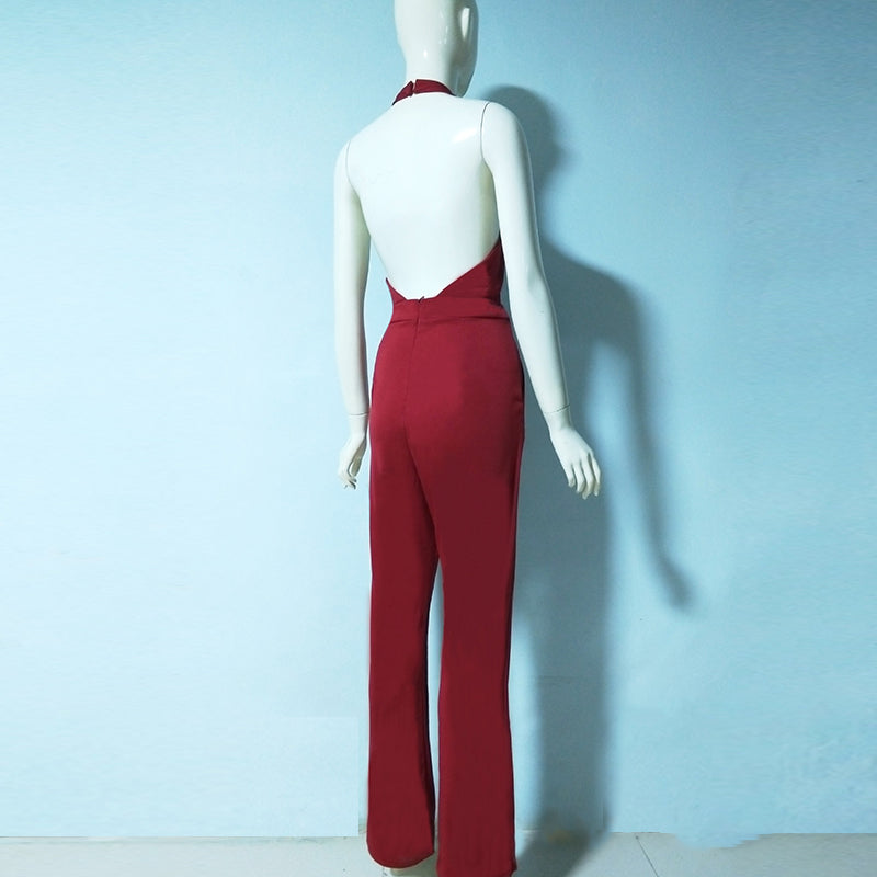 Combinaisons Femme 2022 Sexy Polyester Dos Nu Jambes Larges Sans Manches Combicourtes Été