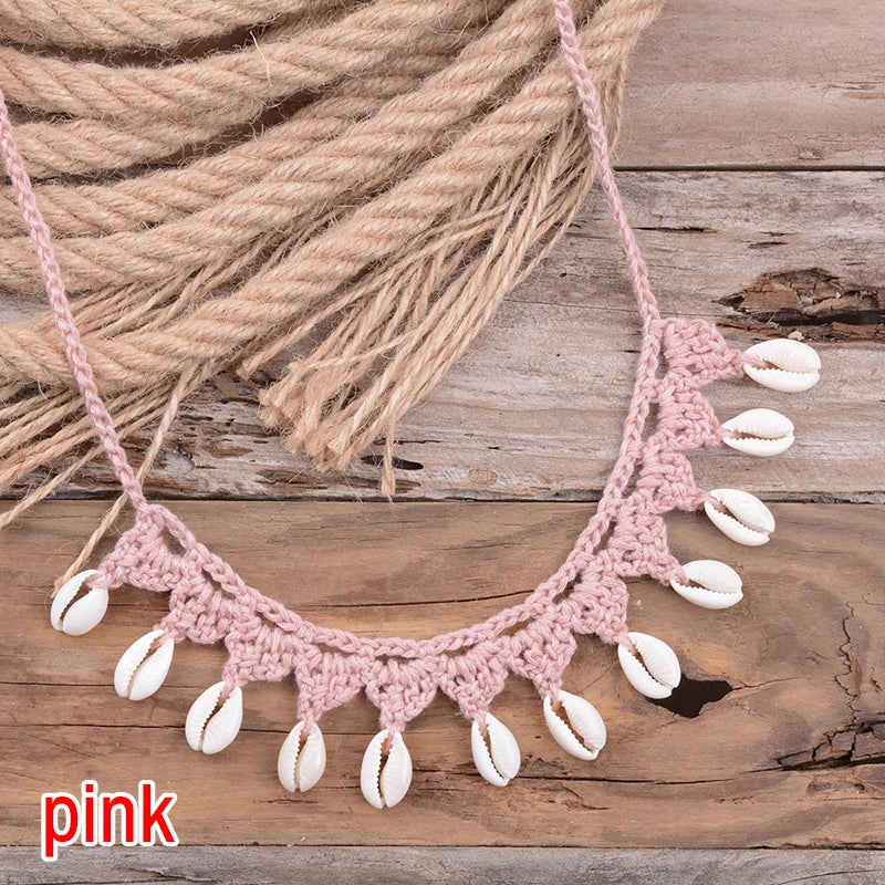 Collier ras du cou coquillage, coquillages cauris naturels, corde ras du cou