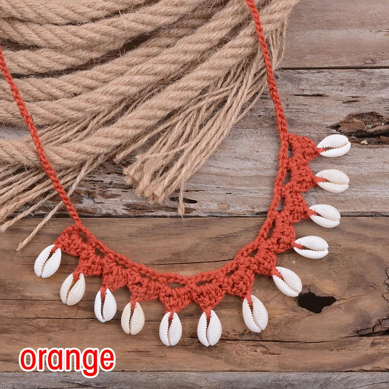 Collier ras du cou coquillage, coquillages cauris naturels, corde ras du cou