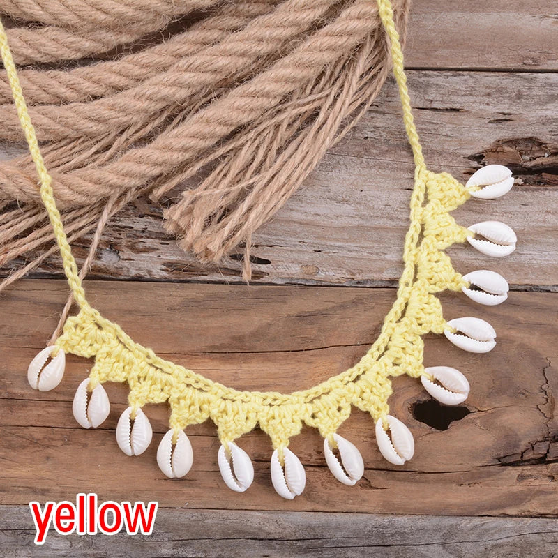 Collier ras du cou coquillage, coquillages cauris naturels, corde ras du cou
