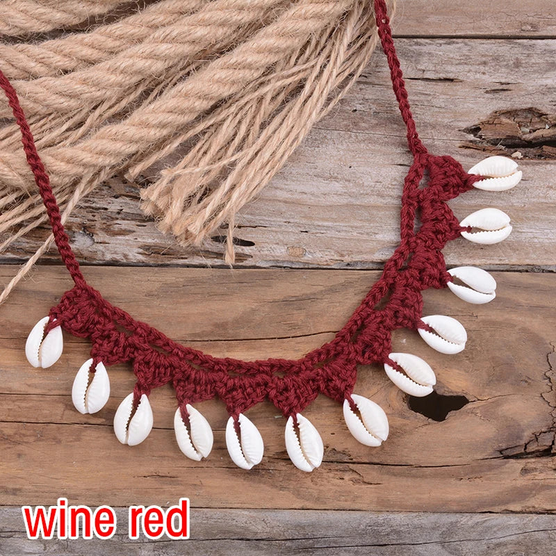 Collier ras du cou coquillage, coquillages cauris naturels, corde ras du cou
