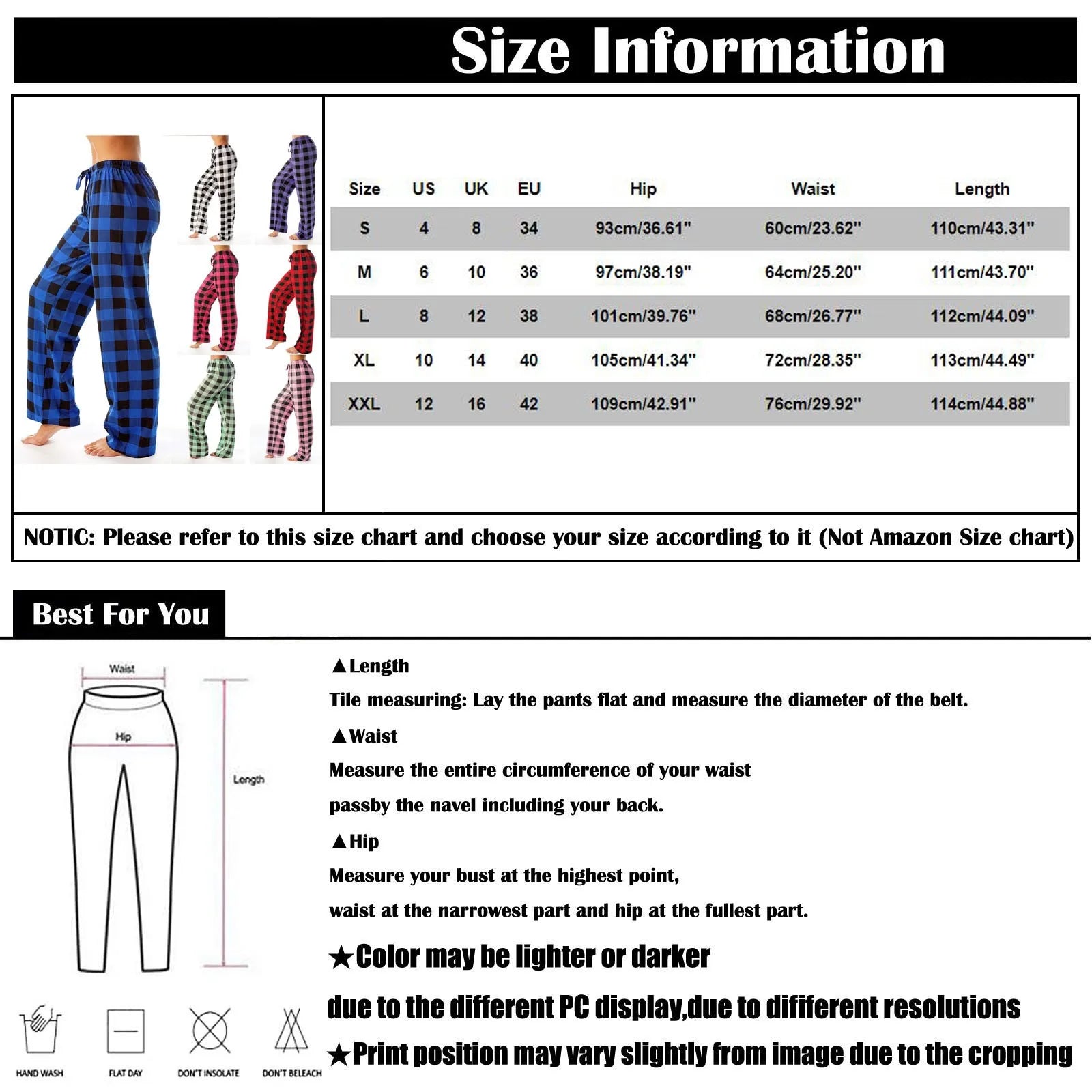 Pantalon de pyjama de Noël pour femme Pantalon à carreaux d'automne et d'hiver