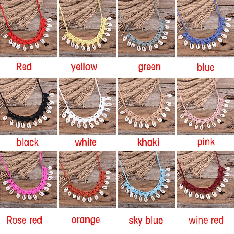 Collier ras du cou coquillage, coquillages cauris naturels, corde ras du cou