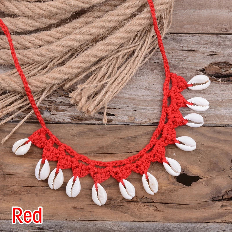 Collier ras du cou coquillage, coquillages cauris naturels, corde ras du cou