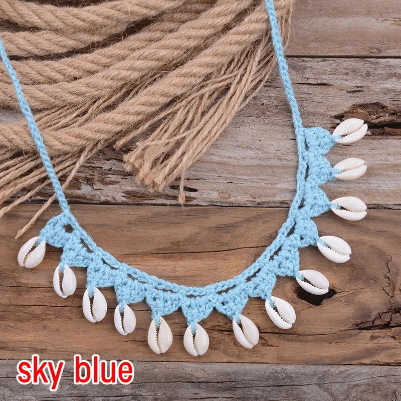 Collier ras du cou coquillage, coquillages cauris naturels, corde ras du cou