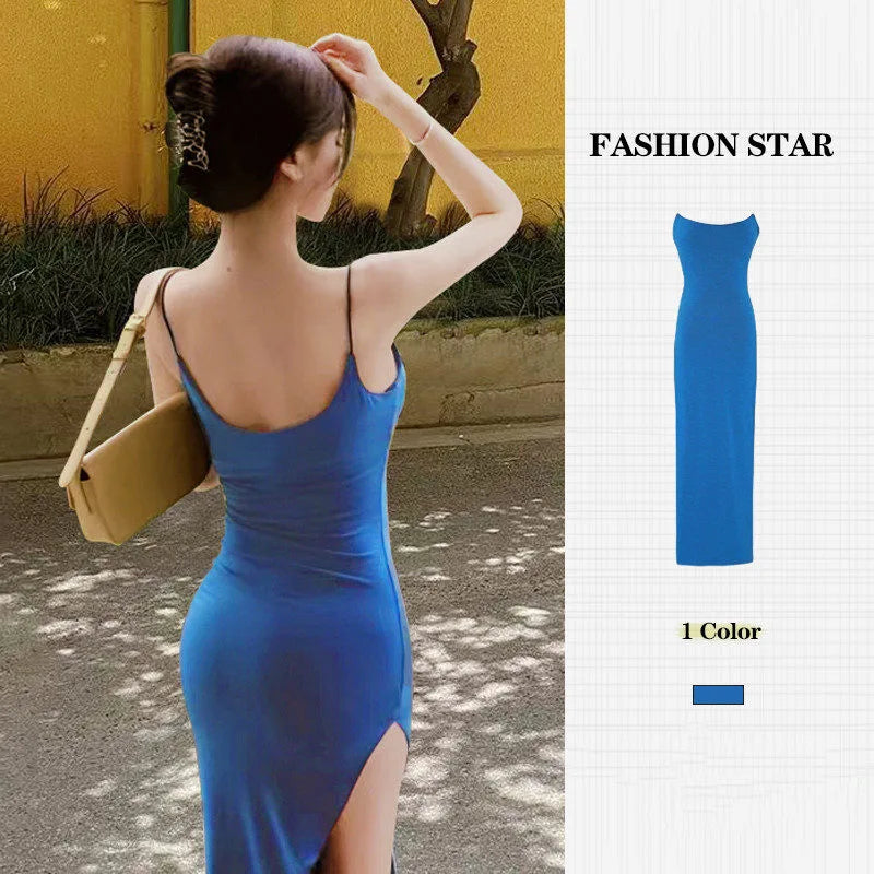 Jupe longue ajustée fendue taille haute pour femme