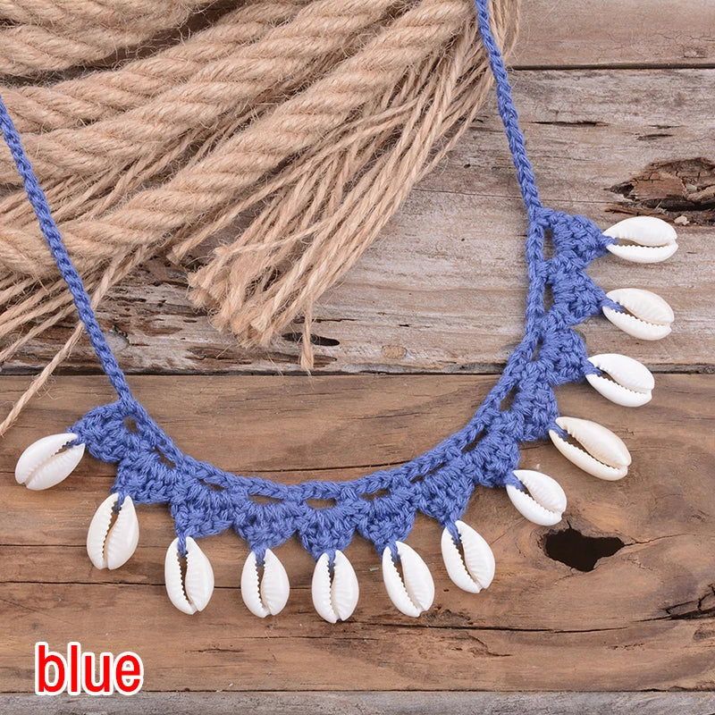 Collier ras du cou coquillage, coquillages cauris naturels, corde ras du cou