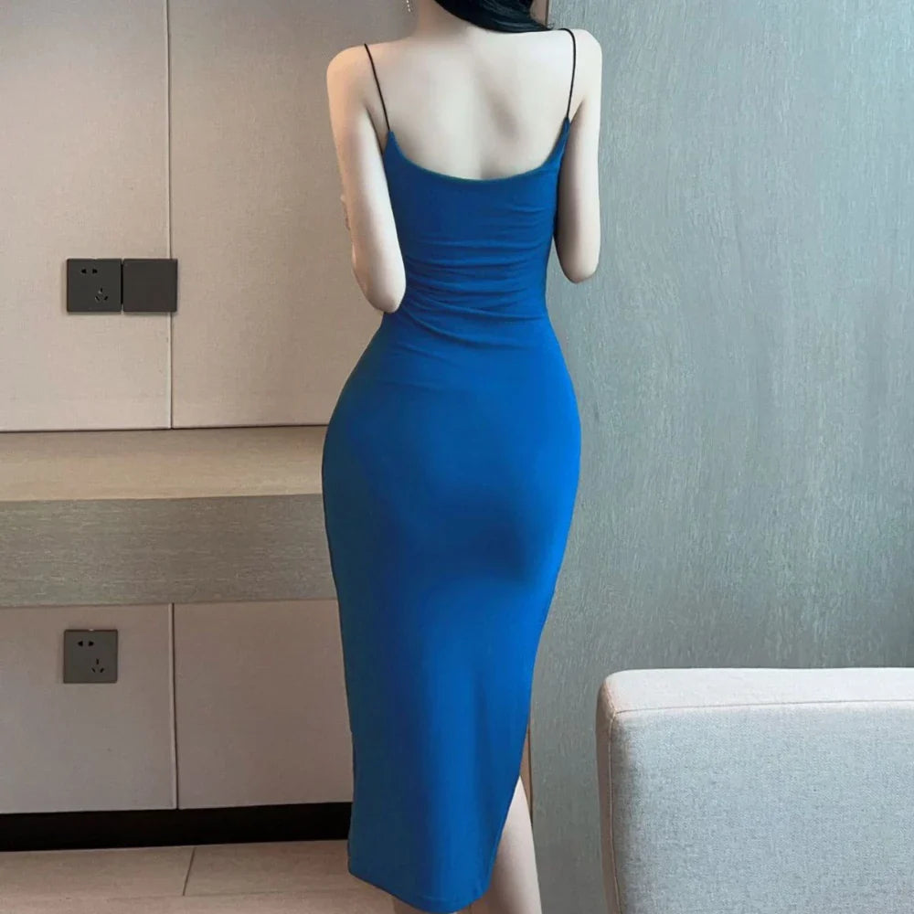 Jupe longue ajustée fendue taille haute pour femme
