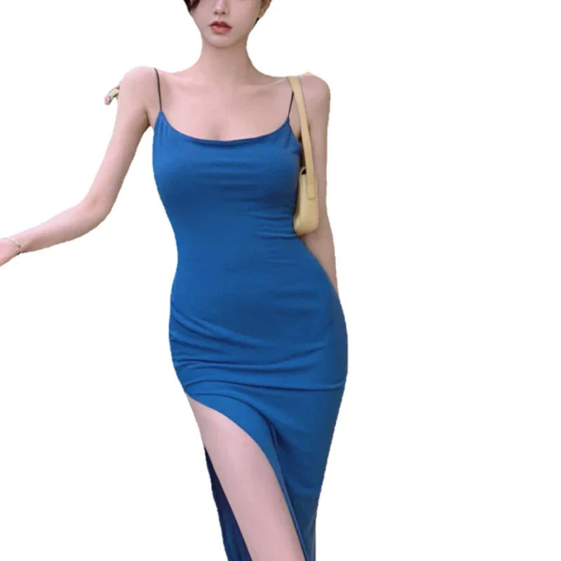 Jupe longue ajustée fendue taille haute pour femme