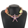 Collier ras-du-cou breloque étoile de mer et coquillage