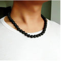 Collier de perles noires Oeil de tigre jaune Collier ras du cou perles de roche