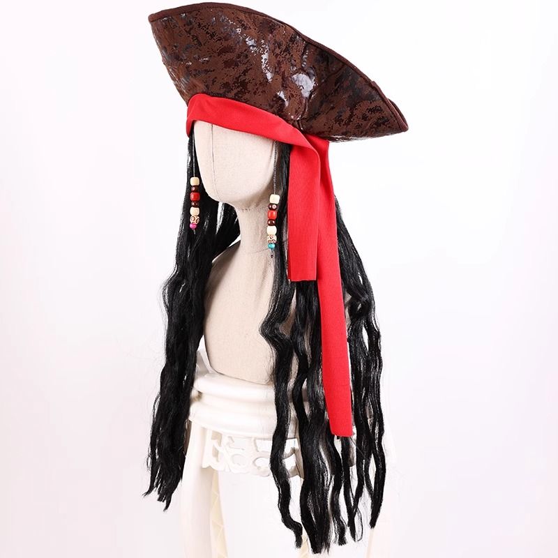Perruque-chapeau de Capitaine Jack Sparrow pour Halloween