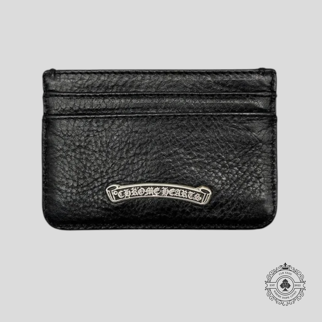 Chrome Hearts Leather Dagger Scroll Card Holder in Black