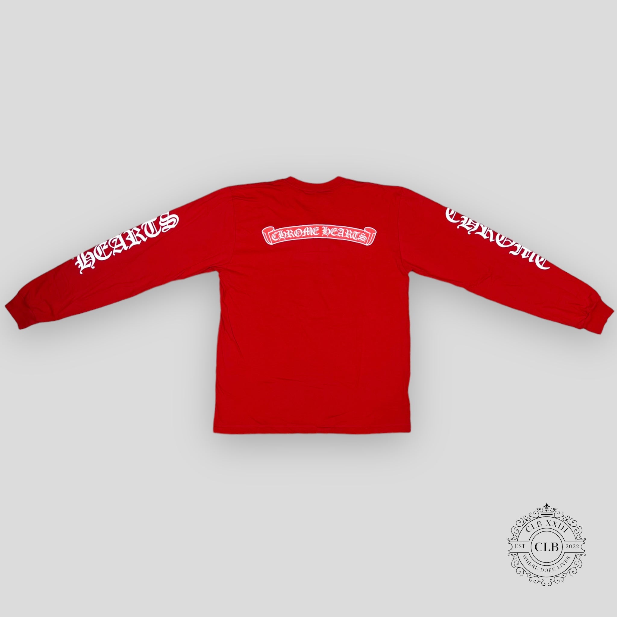 CHROME HEARTS HORSESHOE LOGO LONG SLEEVE TEE - RED