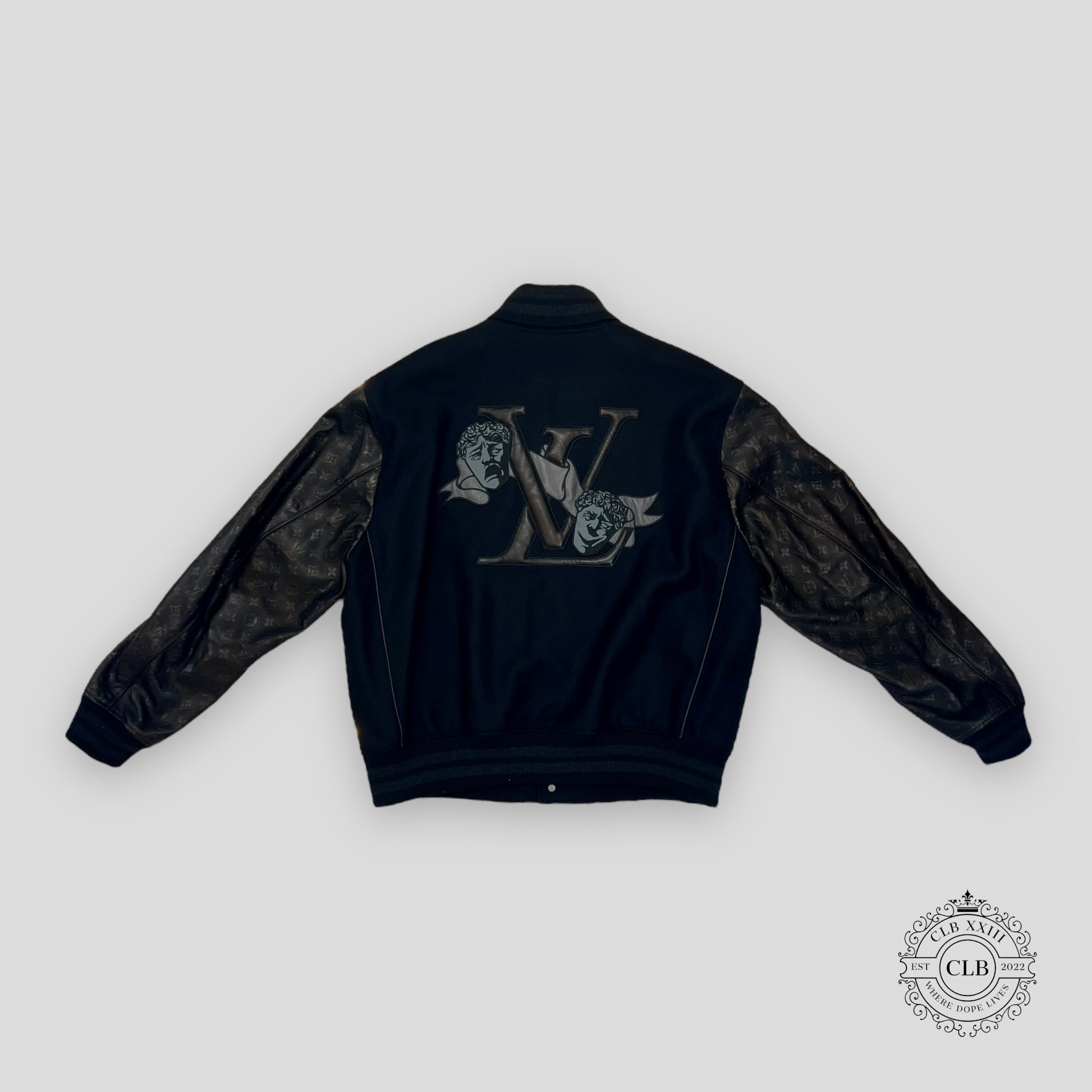 Louis Vuitton Mix Leather Varsity Jacket in Black