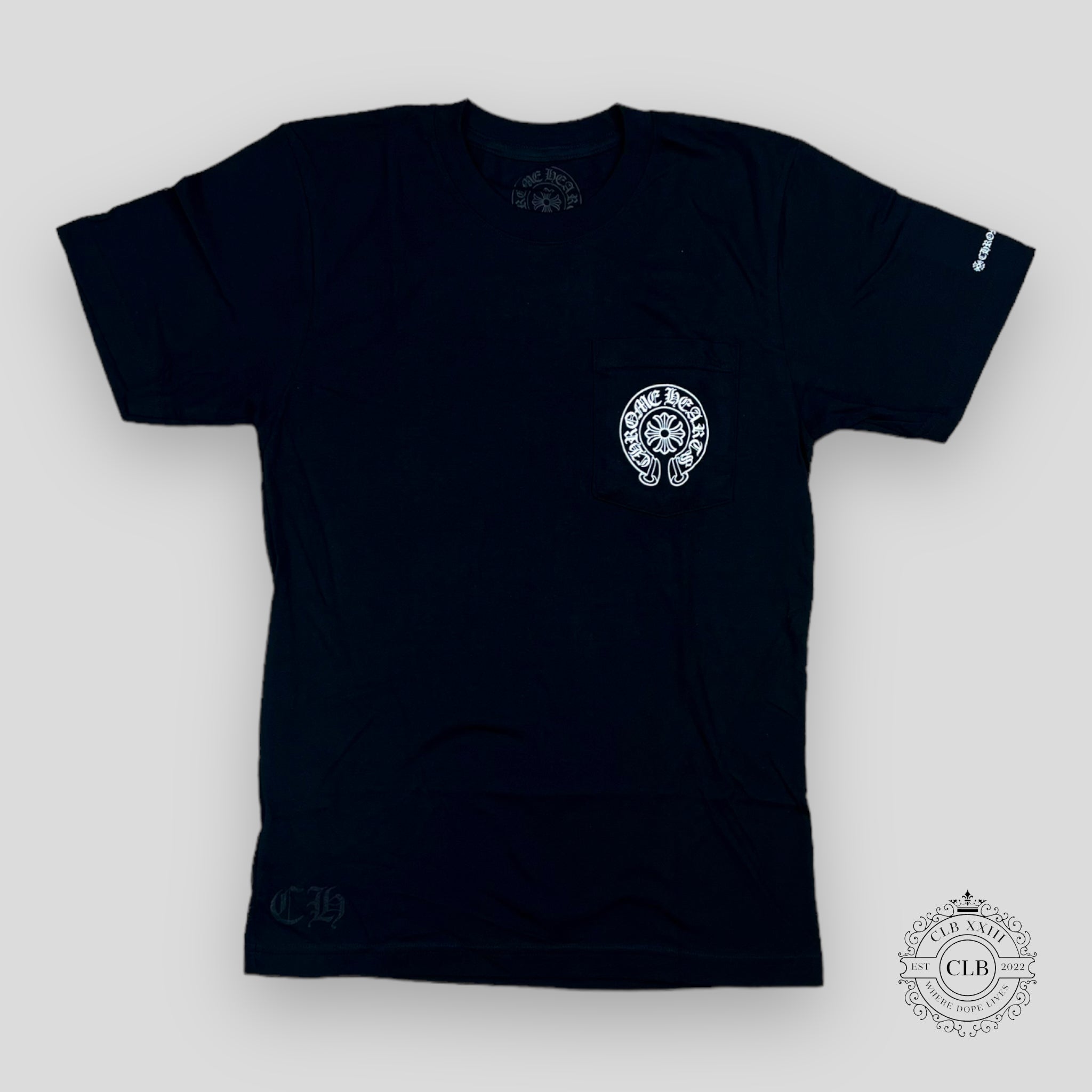 CHROME HEARTS HORSESHOE LOGO POCKET T-SHIRT - BLACK