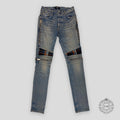 AMIRI MX2 PLAID JEANS - CLAY INDIGO/ORANGE