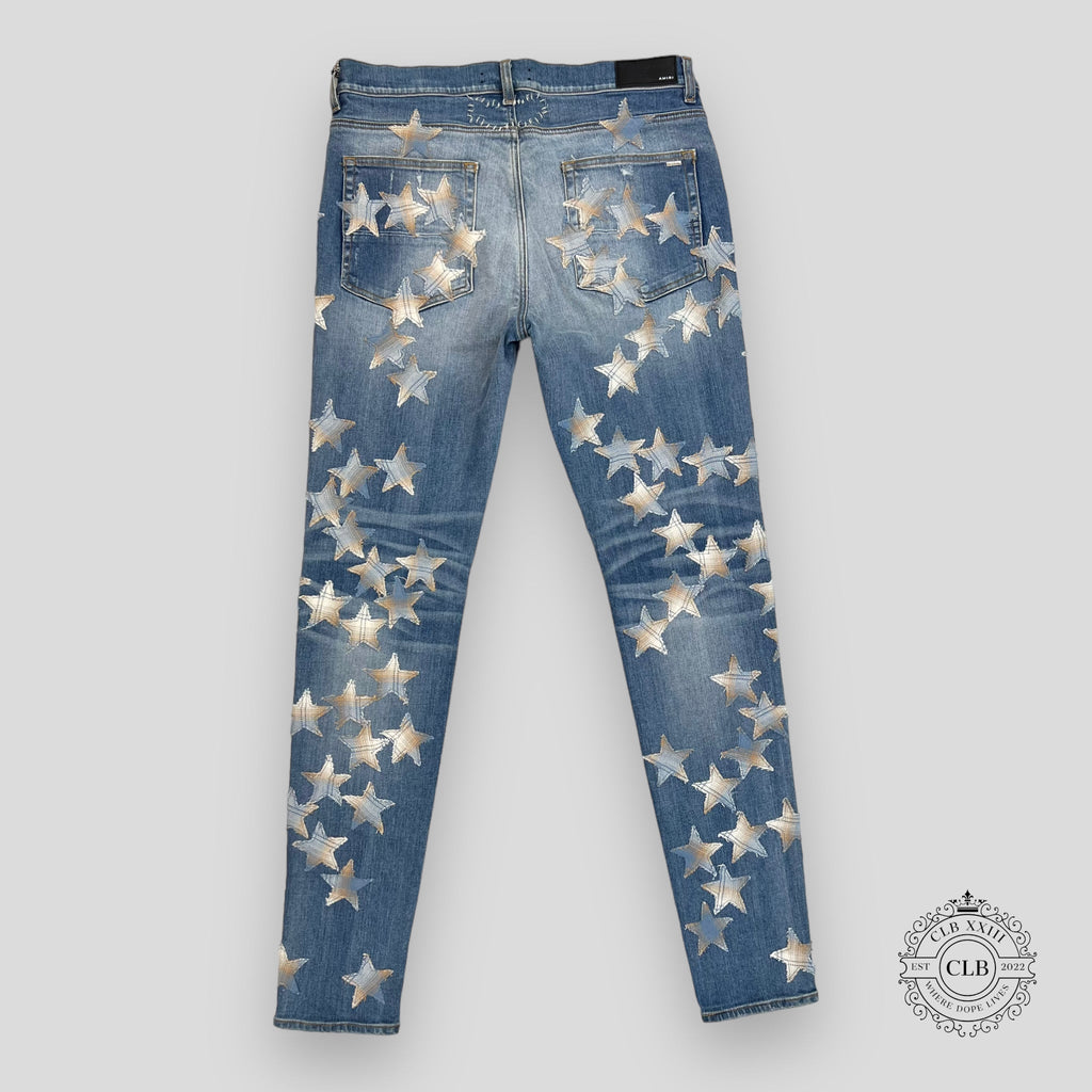AMIRI PLAID STAR CHEMIST JEANS - 70S INDIGO