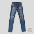 Amiri MX1 Black Bandana Patch Jeans in Indigo