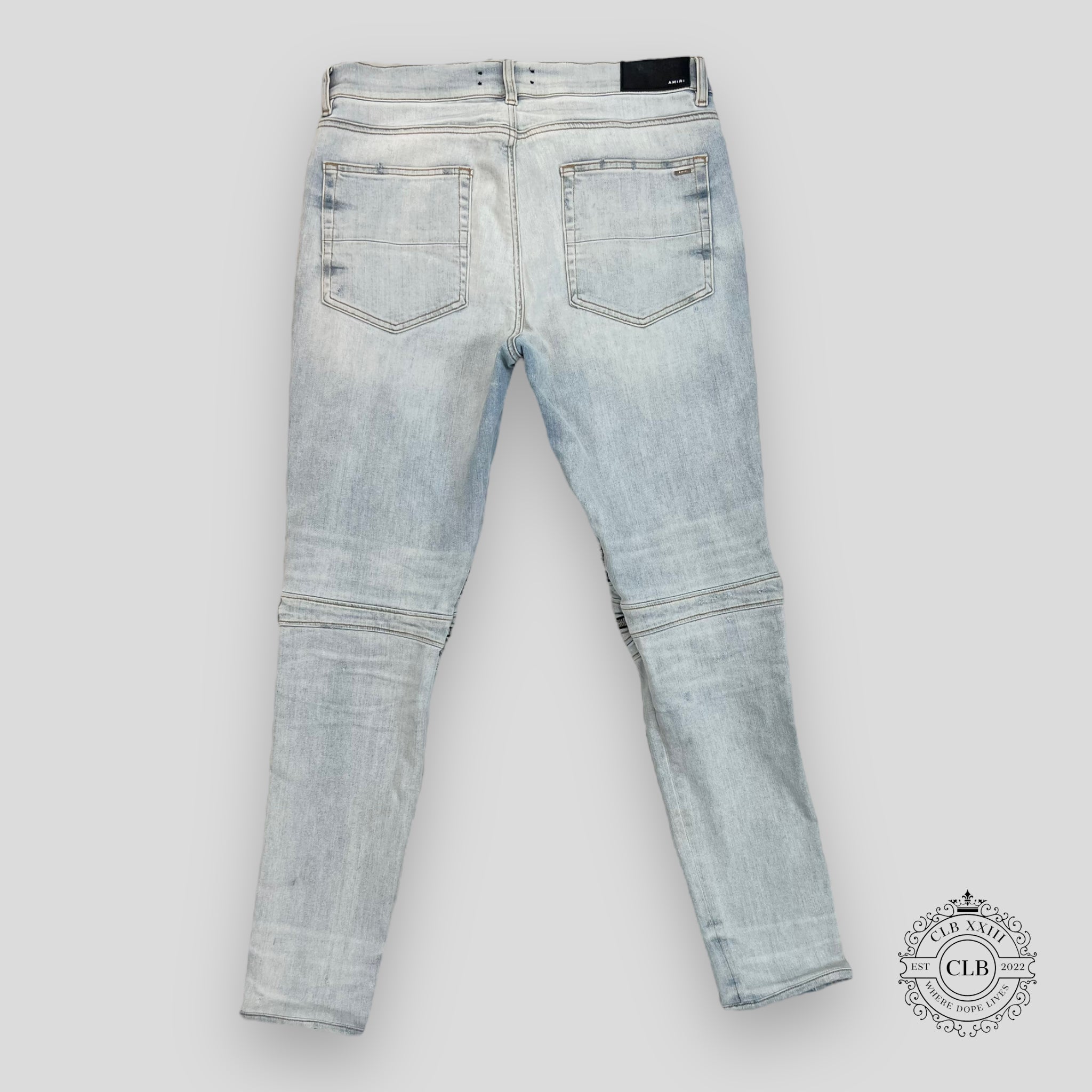 AMIRI MX2 WHITE BANDANA JEANS - LIGHT CLAY INDIGO