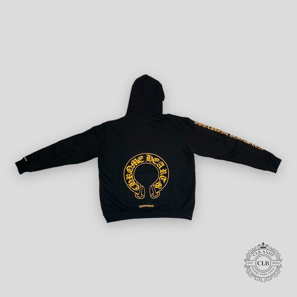 CHROME HEARTS HORSESHOE HOODIE - BLACK/GOLD