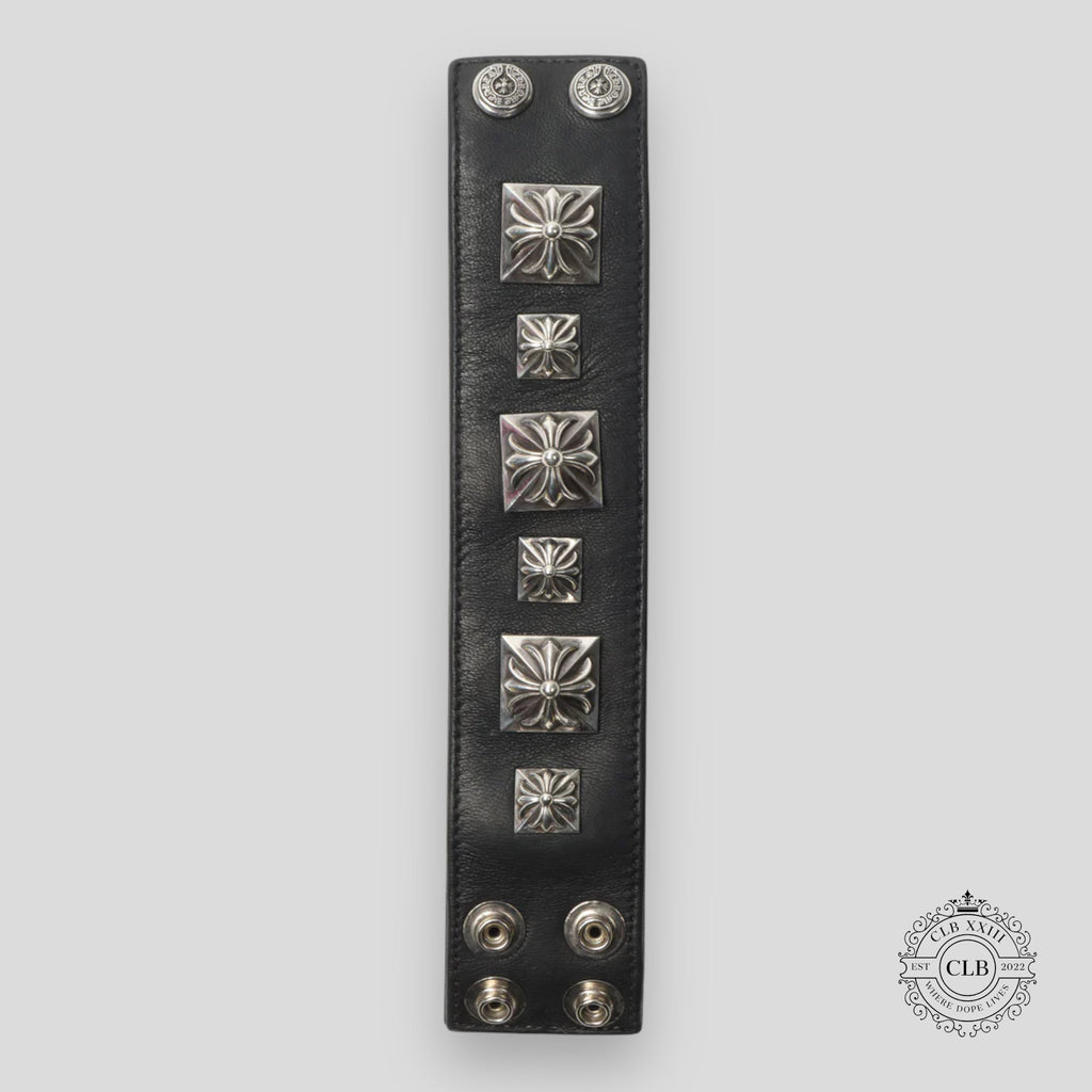CHROME HEARTS WIDE LEATHER BRACELET - BLACK