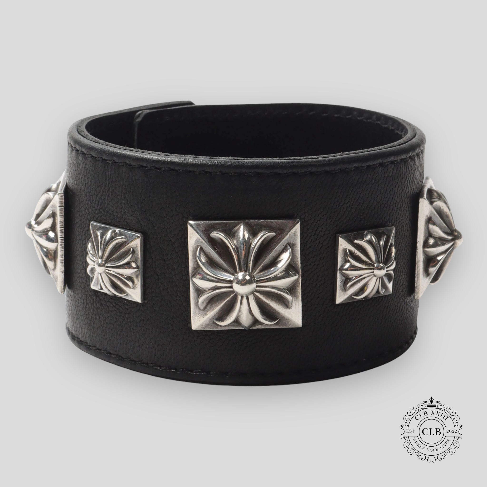 CHROME HEARTS WIDE LEATHER BRACELET - BLACK