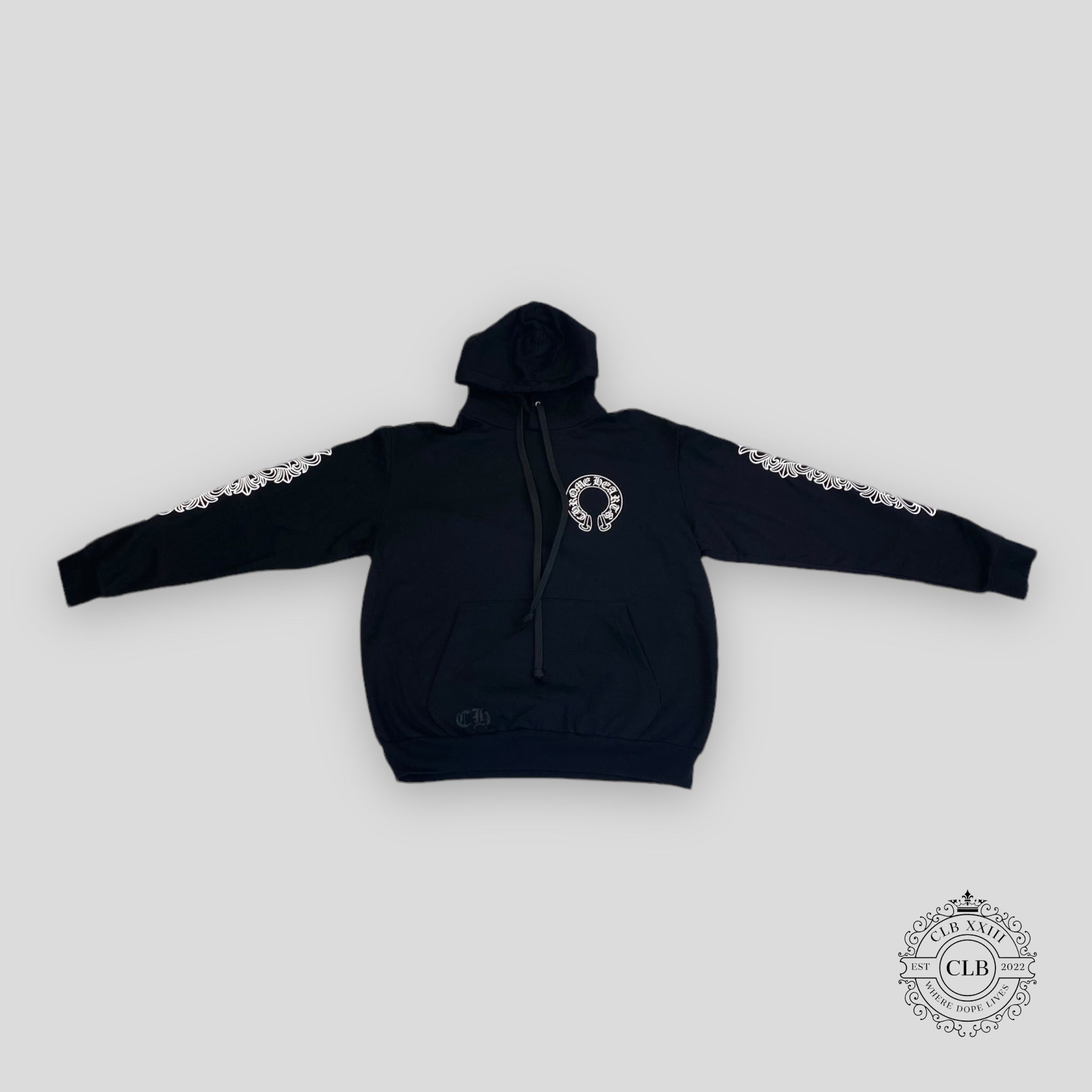 CHROME HEARTS HORSESHOE HOODIE - BLACK/WHITE