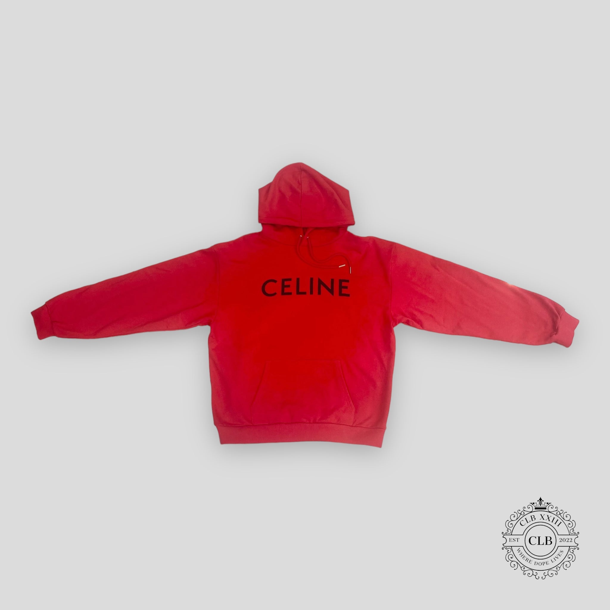 Celine Homme Logo Hoodie in Red