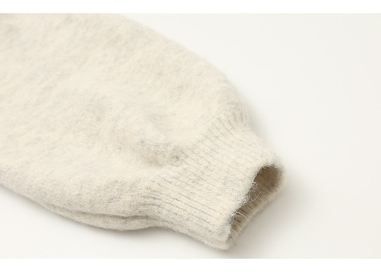 Gilet à manches lanternes en cachemire solide décontracté d'hiver à la mode pour femme