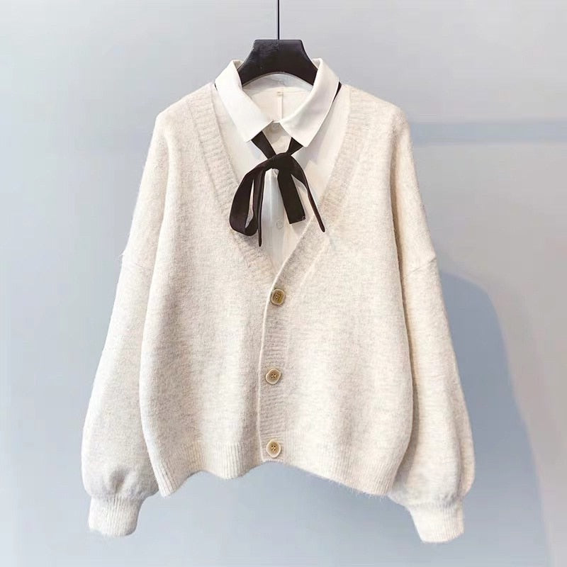 Gilet à manches lanternes en cachemire solide décontracté d'hiver à la mode pour femme
