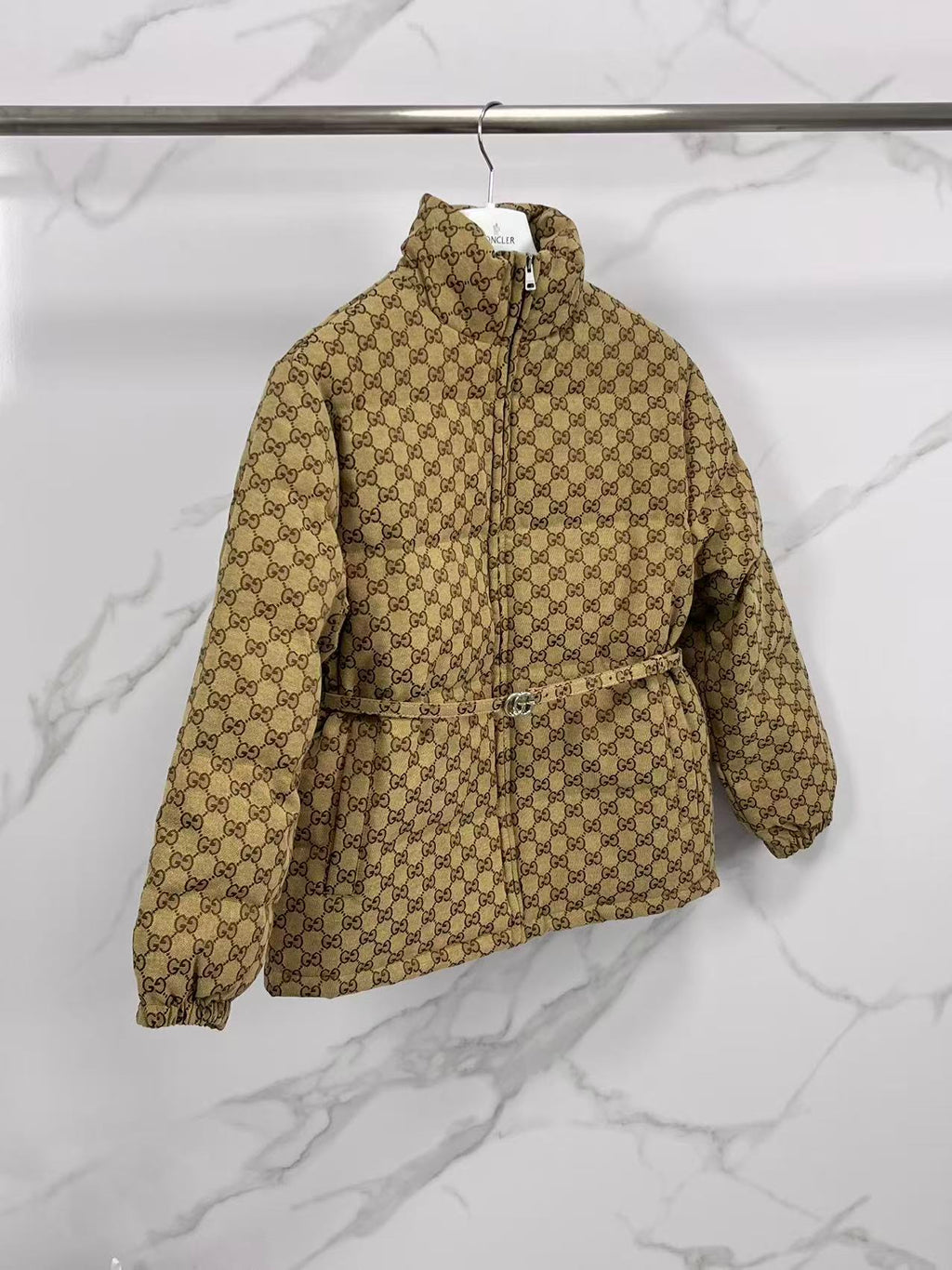 Women's Gucc Jacquard Belt Down Jacket