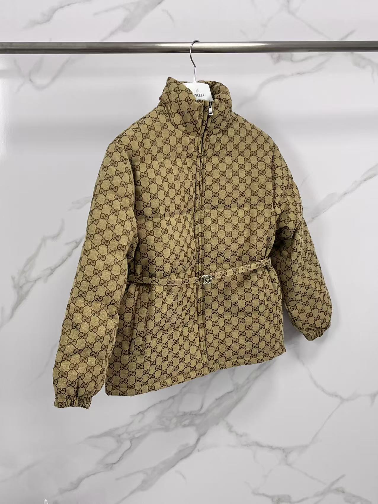 Women's Gucc Jacquard Belt Down Jacket