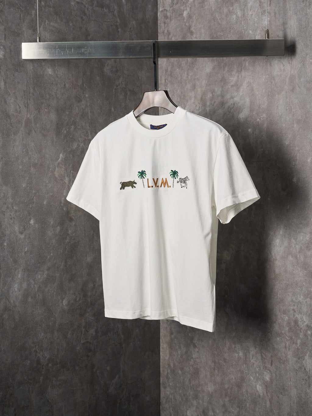 LV Palm Tree Animal Embroidered Crew Neck T shirt