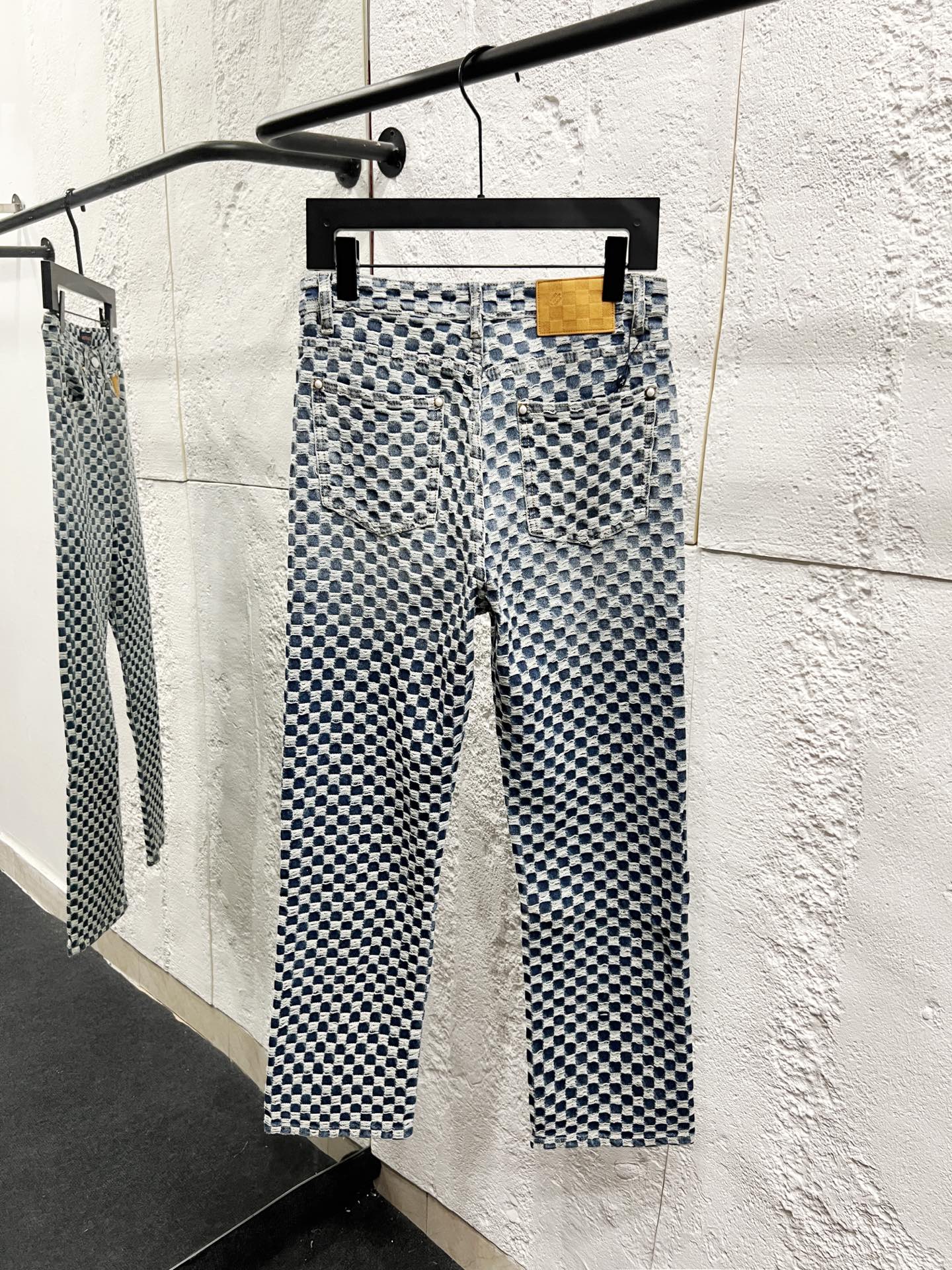 LV Checkerboard Denim Jeans
