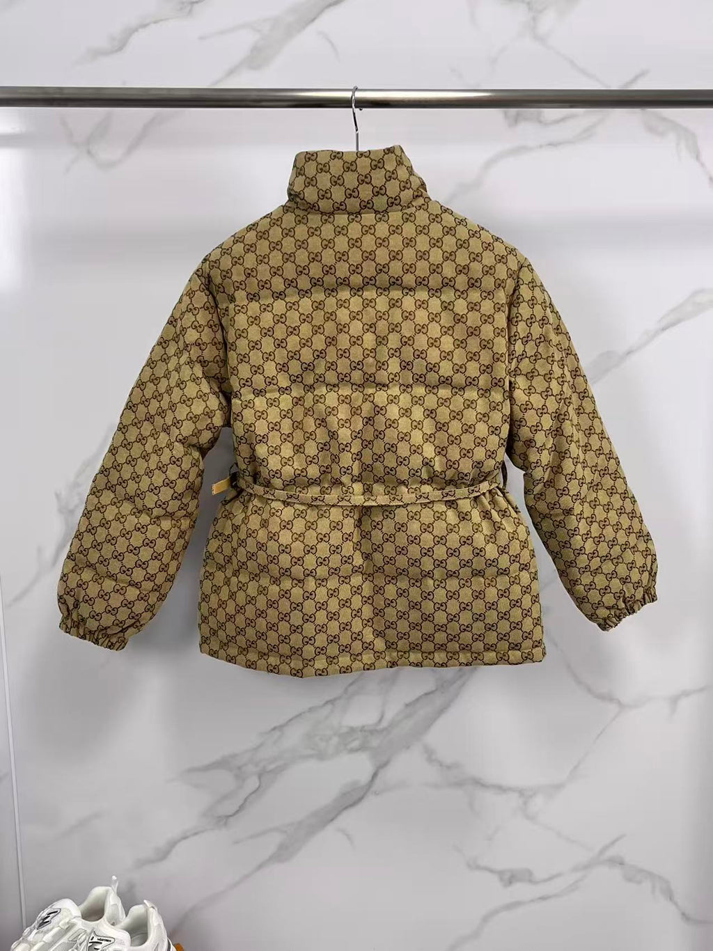 Women's Gucc Jacquard Belt Down Jacket