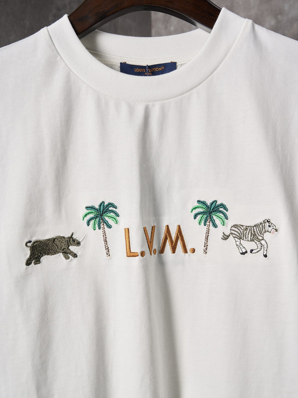 LV Palm Tree Animal Embroidered Crew Neck T shirt
