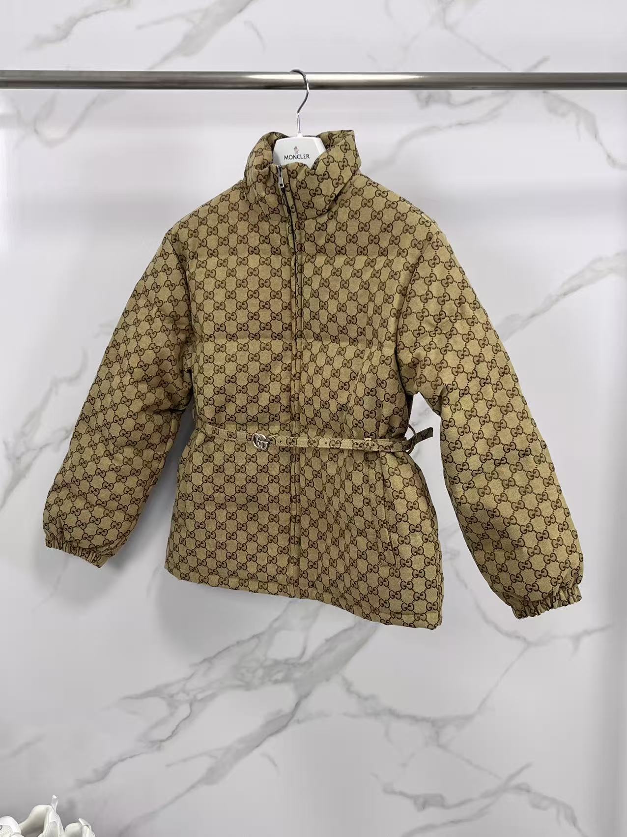 Women's Gucc Jacquard Belt Down Jacket