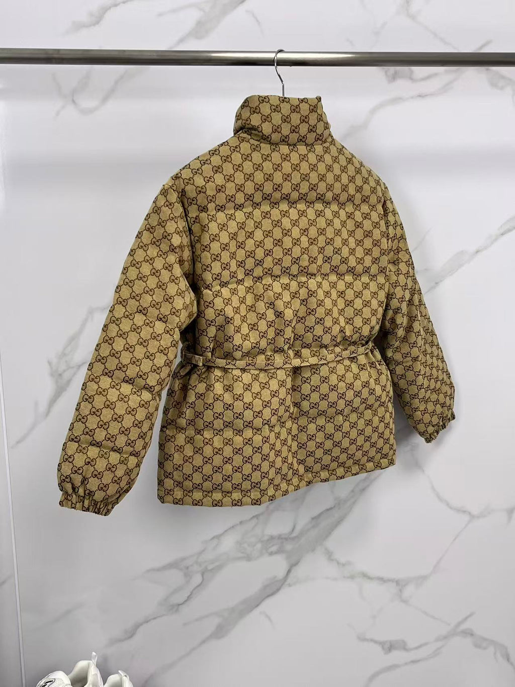 Women's Gucc Jacquard Belt Down Jacket