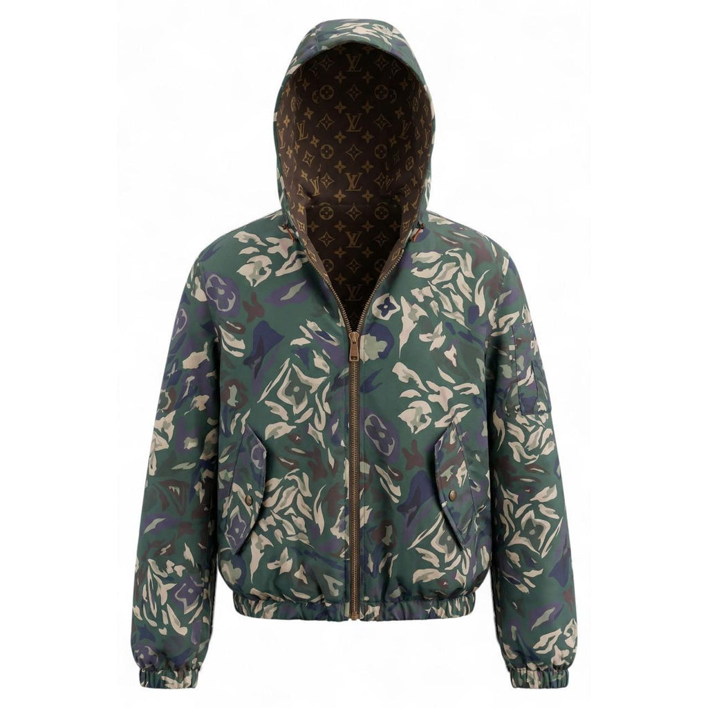 LV/Louis Vuitton Camouflage Monogram Logo Reversible Jacket