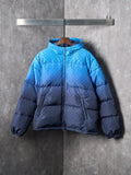 GG print gradient plain weave poplin zip-up hooded down jacket