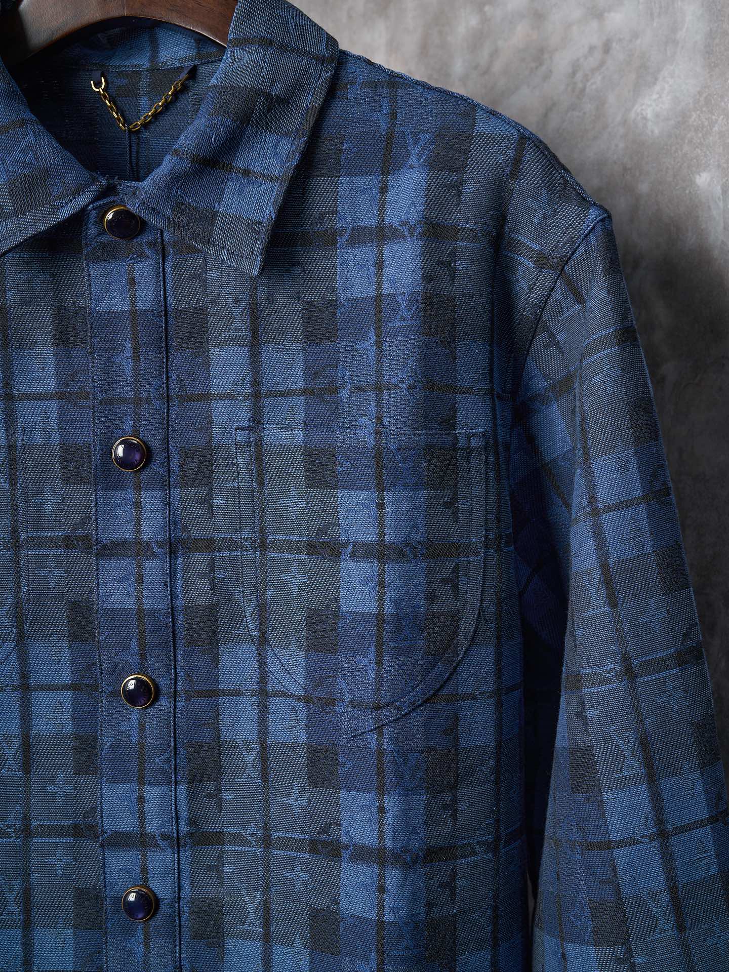 Louis Vuitton MONOGRAM Check Denim Jacket Style Shirt Jacket