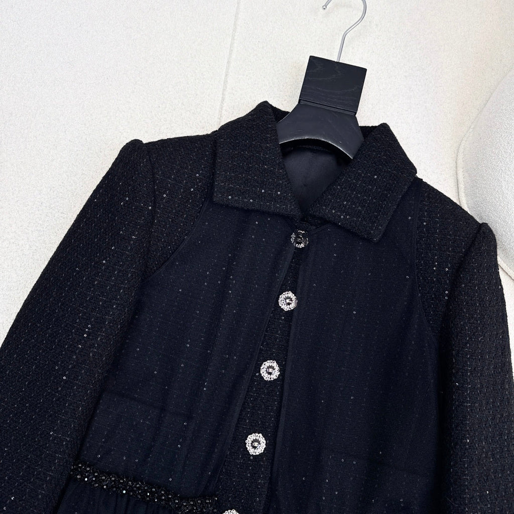 Chanel Woven Collar Coat + Skirt Set
