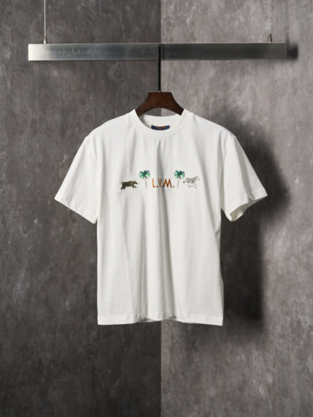 LV Palm Tree Animal Embroidered Crew Neck T shirt
