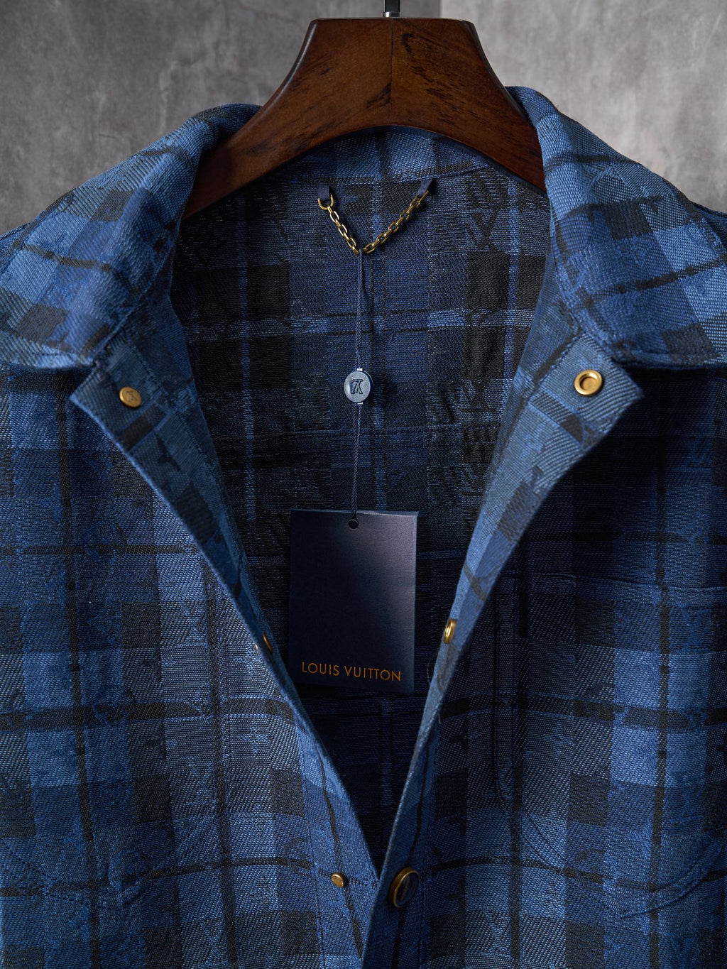 Louis Vuitton MONOGRAM Check Denim Jacket Style Shirt Jacket